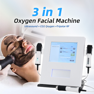 3 en 1 máquina de oxígeno para el rostro U Rf Co2 burbuja oxigenación de la piel 3 en 1 máquina de oxígeno de chorro para el rostro