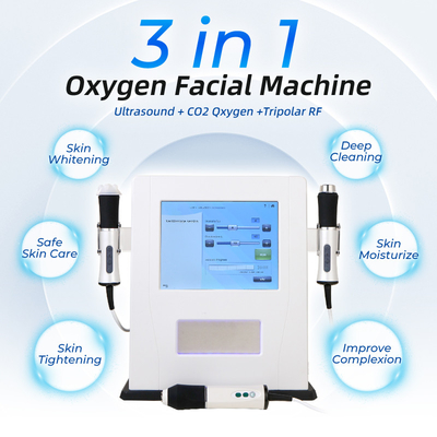 3 en 1 máquina de oxígeno para el rostro U Rf Co2 burbuja oxigenación de la piel 3 en 1 máquina de oxígeno de chorro para el rostro