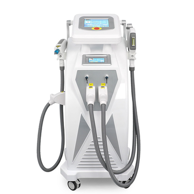 Pantallas dobles 3 en 1 RF multifuncional de levantamiento de cara Nd Yag Laser de eliminación de tatuajes OPT IPL máquina de depilación