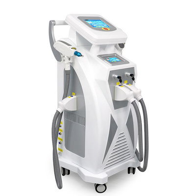 Pantallas dobles 3 en 1 RF multifuncional de levantamiento de cara Nd Yag Laser de eliminación de tatuajes OPT IPL máquina de depilación
