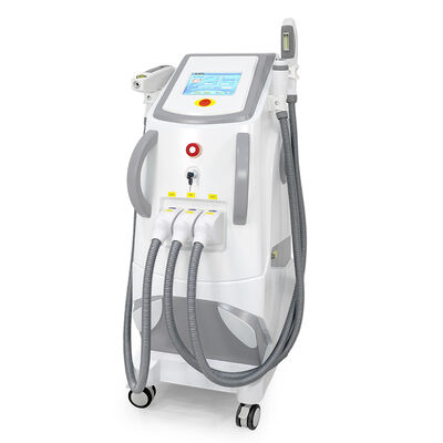 Máquina de belleza láser multifuncional tres en uno con mango vertical, depilación láser indolora y segura, máquina de eliminación de tatuajes láser RF