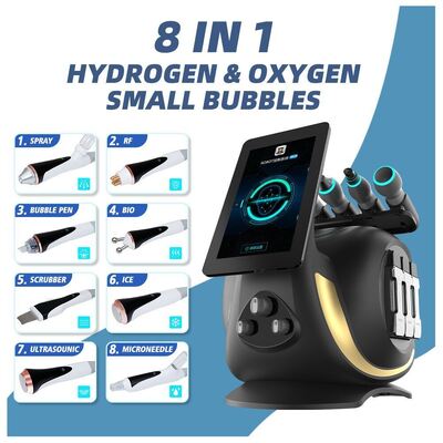 Máquina hidrafacial de burbujas pequeñas de oxígeno y hidrógeno 8 en 1, equipo multifuncional para salón de cuidado de la piel Facial